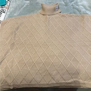 Loft Beige Diamond Knit Turtleneck Sweater